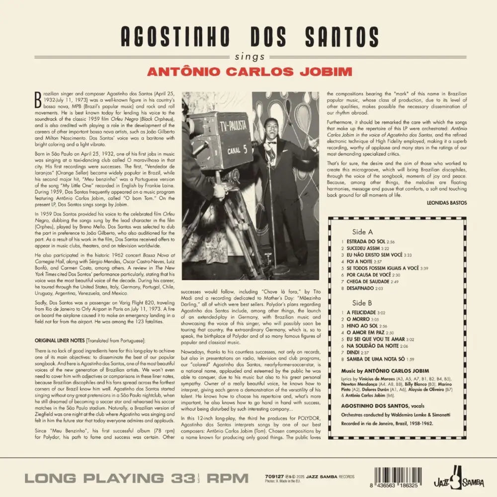 Agostinho Dos Santos - Agostinho Dos Santos Sings Antonio Carlos - Vinyl