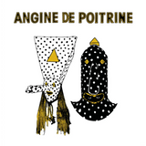 Black and white polka-dotted illustrated masks with gold triangular accents from poitrine vol angine de poitrine vol 2