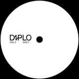 White vinyl record label with black text for diplo disc 2 side c from diplo 3 x lp red green blue vinyl trifold sleeve rsd 2026