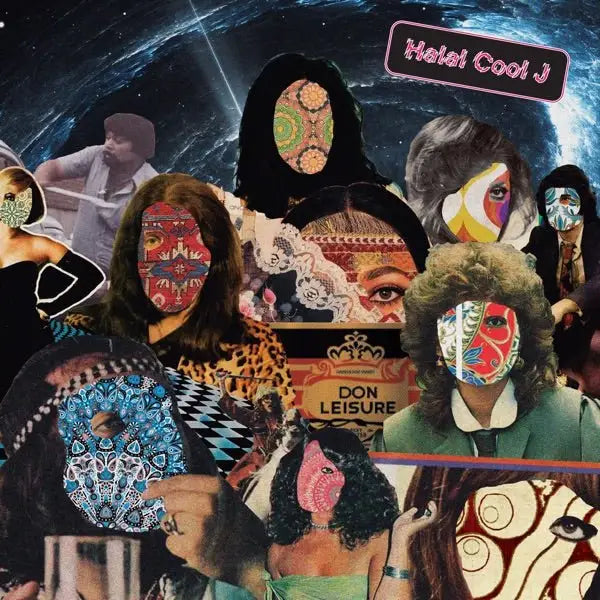 Collage of people with patterned faces.