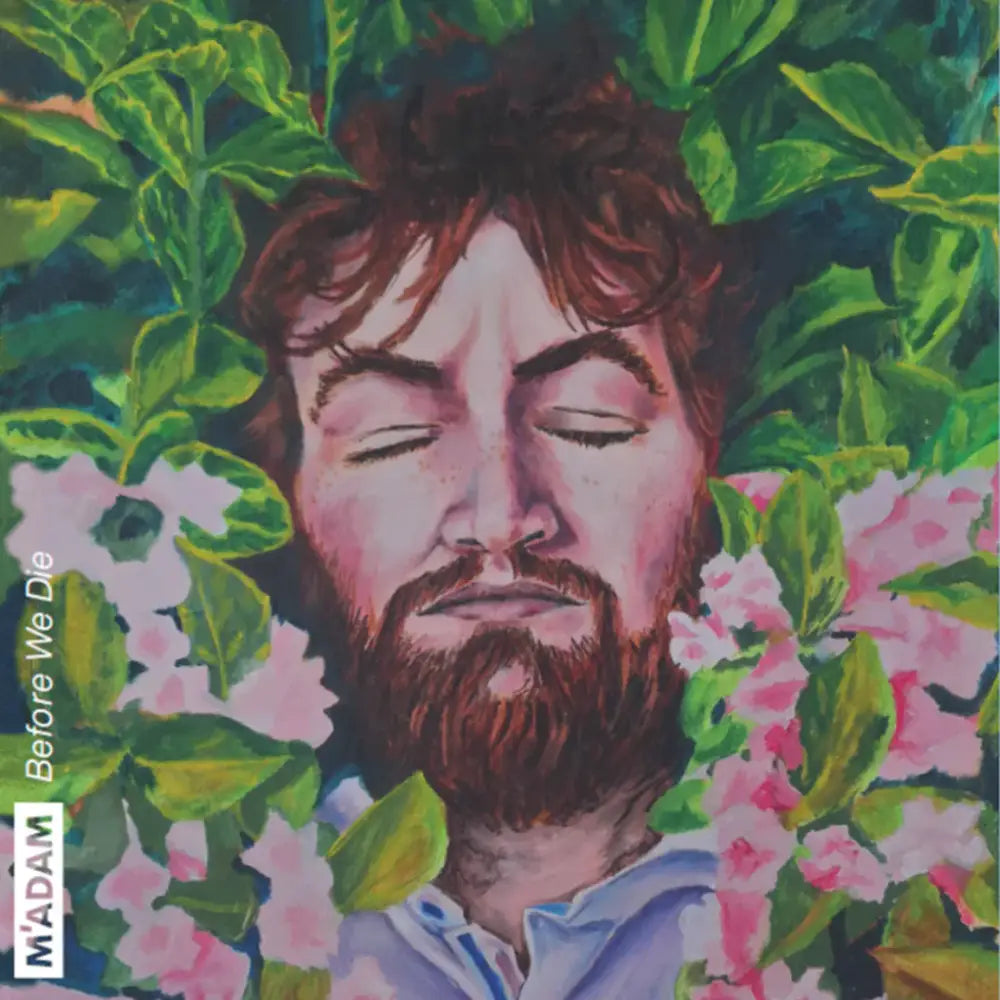 Painting of a bearded man surrounded by foliage.