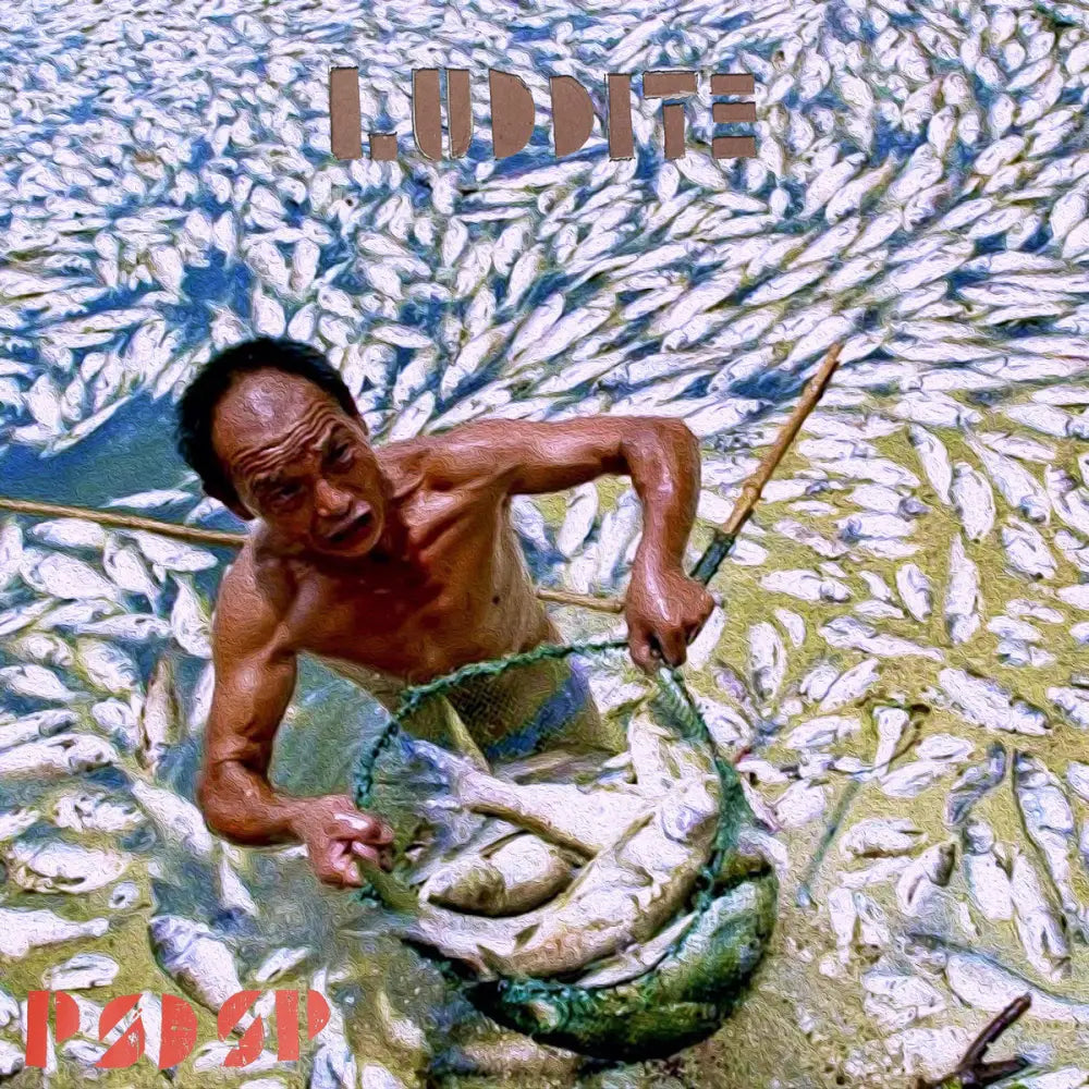 A man in water holding a net full of fish.