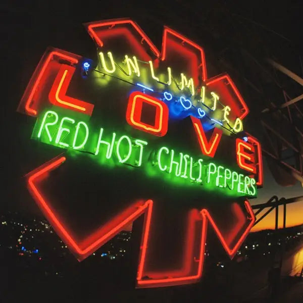 Neon Red Hot Chili Peppers sign.
