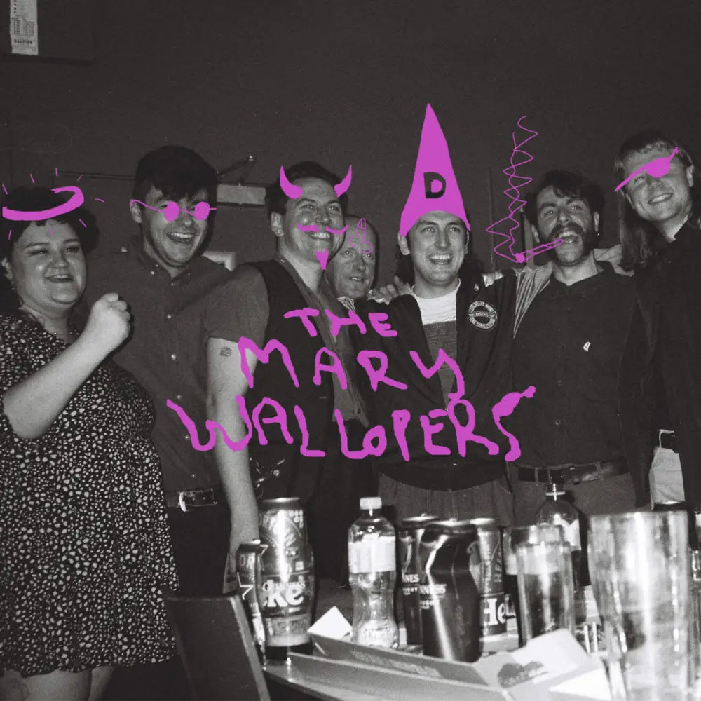 Group photo with pink doodles.
